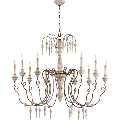 Bohemian Retro Beach Solid Wood Vintage French Villa Dining Room Homestay Hotel Bedroom Decorative Chandelier