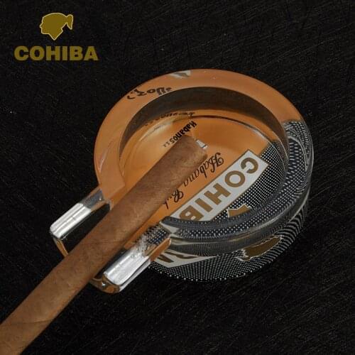 COHIBA Glass Cigar Ashtray Cigar Accessories Tobacco Smoking Travel Crystal Ashtrays Cuba Tabacaria Sigaar