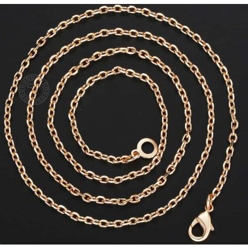 Davieslee 585 Rose Gold Necklace For Women Thin Rolo Cable Chain Womens Necklaces Dropshipping Jewelry Gifts Elegant 2mm DCN14