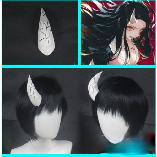 Demon Slayer Kamado Nezuko Cosplay Headwear Horn Hair Clip Hairpin Kimetsu no Yaiba Hair Pin Halloween Costume Accessory Prop