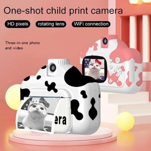 WiFi Instant Print Cameras Kids Camera 2.4" Screen 1080P Video Recording Zero Ink Rotation Lens with Print Paper for Children