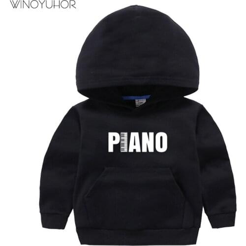 Piano Funny Letter Printed Hoodies Kids Childrens Sweatshirts Toddler Baby Boys Cool Clothes Girls Casual Pullovers