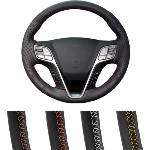 DIY Customized Car Steering Wheel Cover For Hyundai Santa Fe 2013-2015 Hyundai ix45 Auto Artificial Leather Steering Wrap