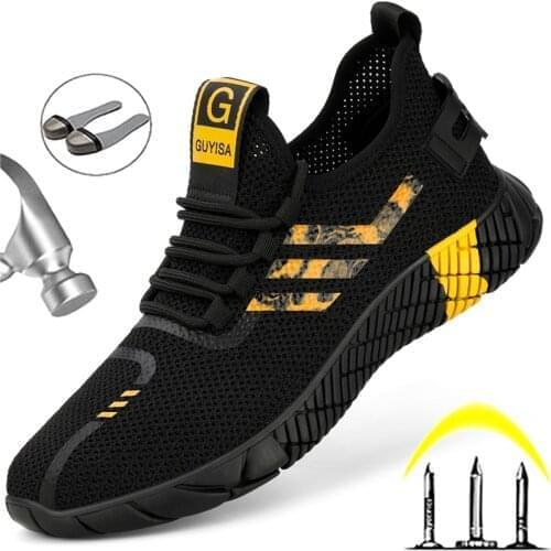Breathable Mesh Safety Shoes Men Fashion Working Sneakers Men Summer Industrial Shoes Steel Toe Cap Work Shoes Indestructible