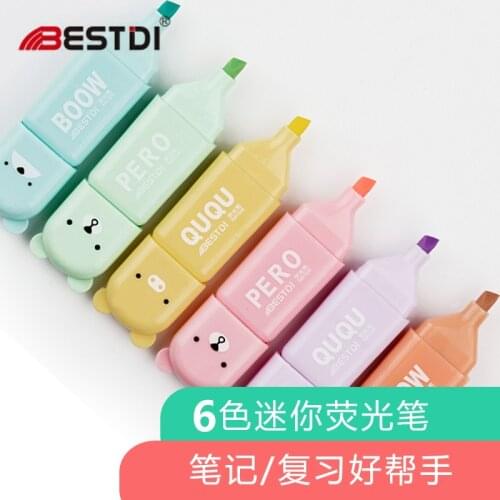 Fluorescent Highlighter Pen Markers Pastel Drawing Pen for Student School Office Supplies Cute Stationery