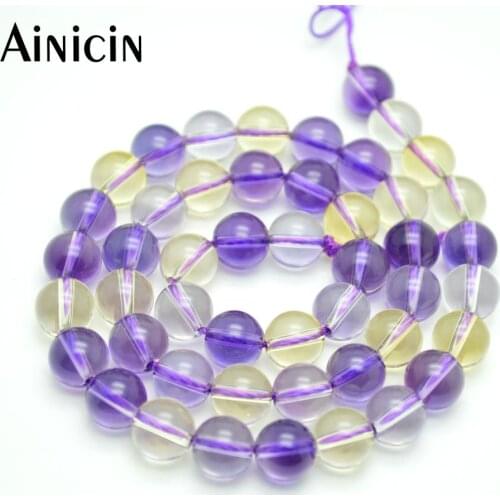 5pcs High Quality Synthesis Purple and Yellow Crystal Round Beads 16'' Fashion Luxury Jewelry Making DIY Findings