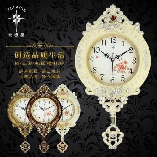 Round Wall Clock Vintage Retro Antique Pendulum Wall Clock Living Room Modern Design Nordic Design Reloj De Pared Moderno
