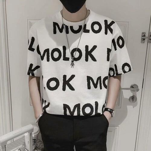 Summer thin 2021 new personalized niche design half sleeve short sleeve mens fashion brand versatile slim top