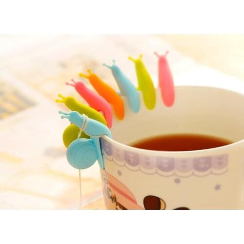 Hot sell Snail tea bag holder Small snail tea tool cup recognizer device Colorful clip gifts party glass cup distinguish tools