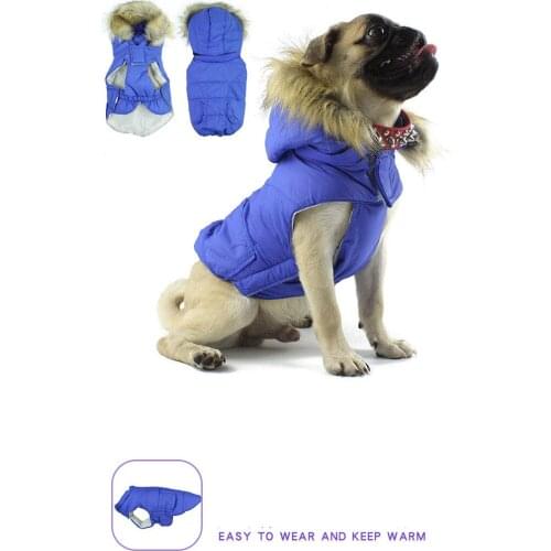 Fashionable Pet Clothes Winter Warm Detachable Hooded Fur Collar Dog Coat Clothes
