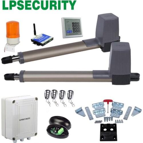 LPSECURITY 4 remote controls Swing Gate Opener Electrical gate motors for swing gate linear actuator with optional parts