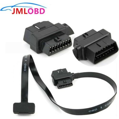 Male + Female Flat Wire OBD2 Extension Adapter OBD2 16-pin 16 Pin Full Convert Cord for Car Diagnostic Scanner Connector