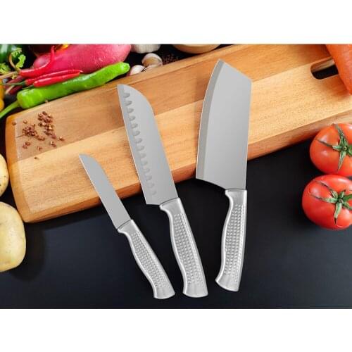 EHZ Utility Cooking Chef Knife Set 3 PCS Stainless Steel Knives Kitchen Santoku Knife Cooking Cutter Meat Vegetable Knives Set