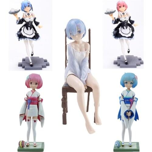 NEW Anime Re:Life In A Different World From Zero Rem Ram kimono / Pajamas Girl Figure PVC Action model Collection christmas gift