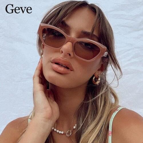 Womens Cat Eye Sunglasses Popular Fashion Small Brown Brand Designer Vintage Sun Glasses for Female Trend Shades Glasses UV400