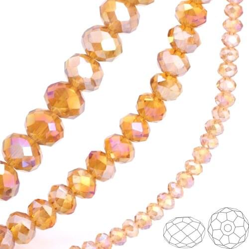 OlingArt 3/4/6/8/10mm Round Glass Beads Rondelle Austria faceted crystal Camel AB color Loose bead DIY Jewelry Making