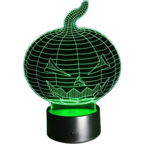 Halloween Gift Pumpkin 3d Desk Lamp Colorful Vision Stereo Acrylic 3D Night Light Touch Luminaria Usb 3d Table Lamps GX-018
