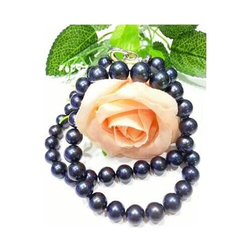 Stunning 19"9-10 MM SOUTH SEA BLACK BLUE PEARL NECKLACE KKK