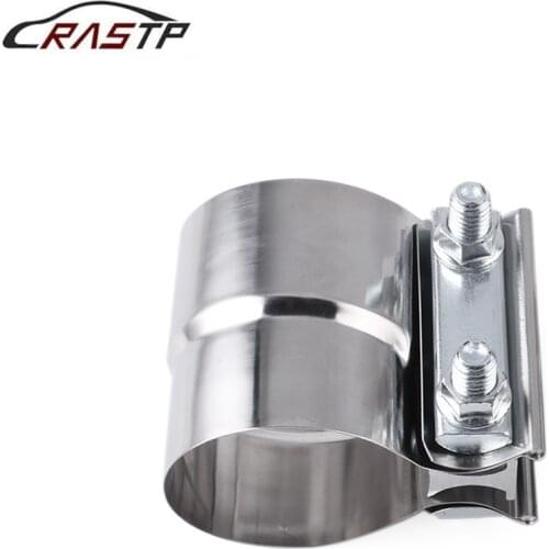 RASTP- 2.25" 2.5" 3.0" Stainless Exhaust Lap Joint Exhaust Band Clamp Car Exhaust Sleeve Butt Joint Clamp for Muffler RS-CR1014