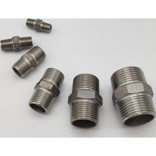 1/8" 1/4" 3/8" 1/2" 3/4" 1" 1-1/4" 1-1/2" BSP Male to Male Thread Hex Nipple Threaded Reducer Pipe Fitting Stainless Steel 304