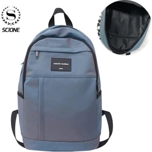 Scione Casual Nylon School Backpack for Men Womens Travel Hiking Solid Backpacks Waterproof Laptop Bag Large Bookbag K097