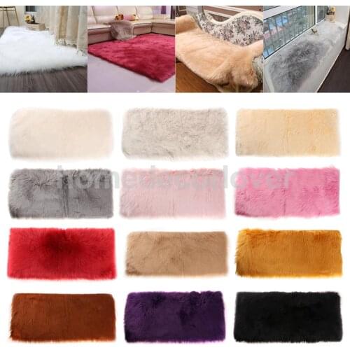 Shaggy Soft Non Shed Artificial Sheepskin Rug, Floor Carpet Sofa Chair Cover Cushion Windowsill Mat Balcony Carpet Rug 80x50cm