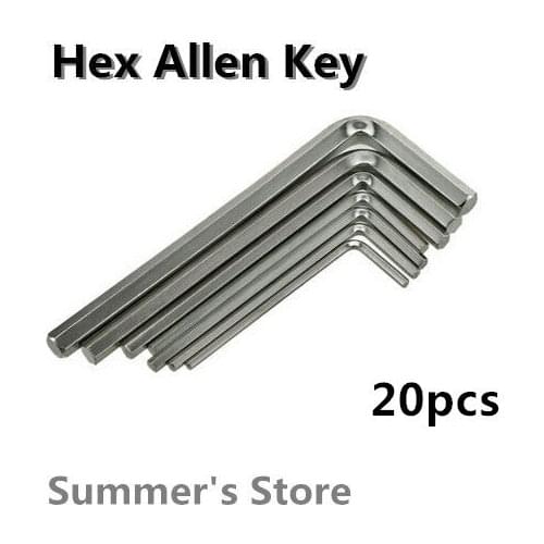 20pcs/lot Hex Allen Key 1.5/2/2.5/3/4/5/6mm Wrench 1.5/2/2.5/3/4/5/6mm Spanner 1.5/2/2.5/3/4/5/6mm CR-V
