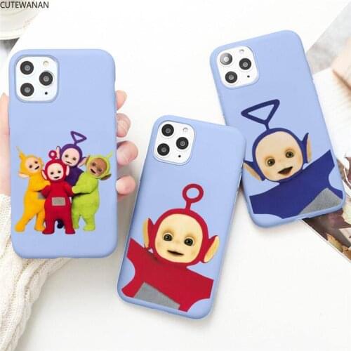 T-Teletubbies Phone Case for iPhone 12 mini 11 Pro Max X XR XS 8 7 6s Plus Candy purple Silicone cover