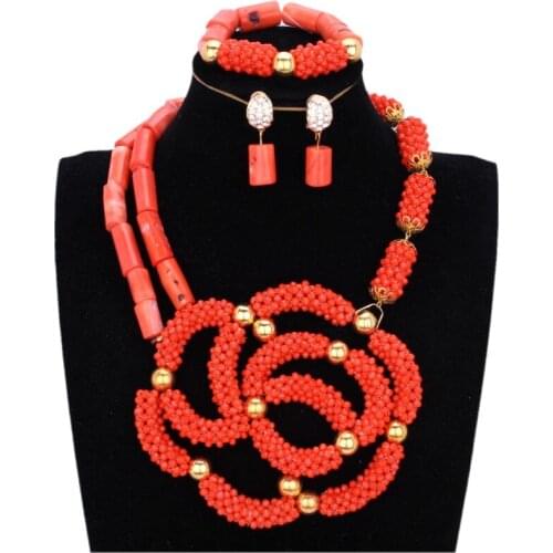 Wedding Bridal Jewelry Set Traditional Bridal Jewelry African Coral Beads Jewelry Set Nigerian Weddings For Women Free Shipping
