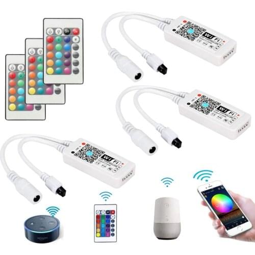 Mart 4 Pin WiFi and IR Remote RGB LED Strip Light Controller,Compatible with Amazon Alexa and Google Assistant IFTTT Color Chang