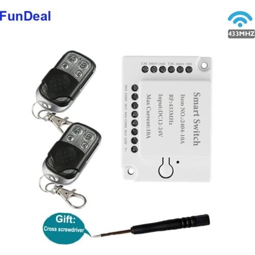 433 MHz Universal Wireless RF Remote Control DC 12V 24V 4CH Relay Receiver RF Switch 4 Button Remote Control Gate Garage opener