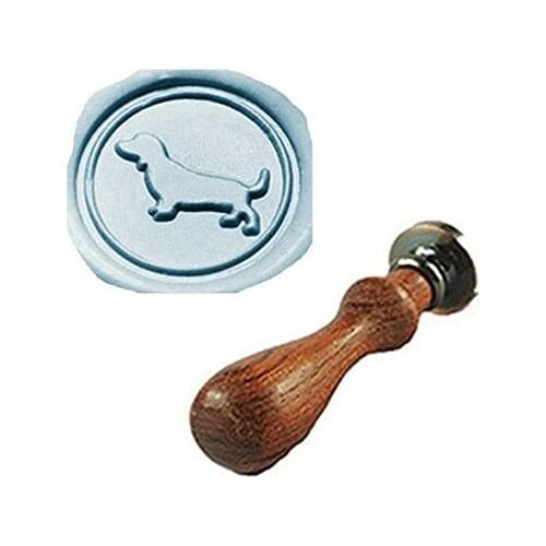 Vintage Cute Dachshund Dog Custom Picture Logo Wedding Invitation Wax Seal Sealing Stamp Rosewood Handle Set