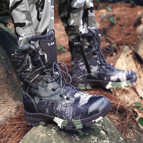 Military Shoes Men Hiking Boots Combat Outdoor Desert Men Camouflage Tactical Boot Non-slip Shoes Waterproof Man Hunting Boots