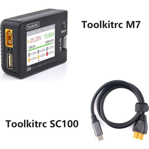 IN Stock ToolkitRC M7 200W Balance Charger Discharger for 1-6S Lipo Battery with Voltage Servo Checker ESC Receiver Signal Test