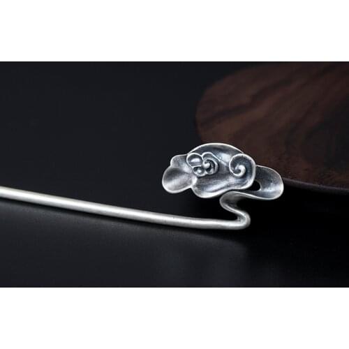 Thai Silver Cloud Hair Accessories for Women Wedding 925 Sterling Silver Chinese Hair Stick Hair Jewelry Head Piece Ornaments