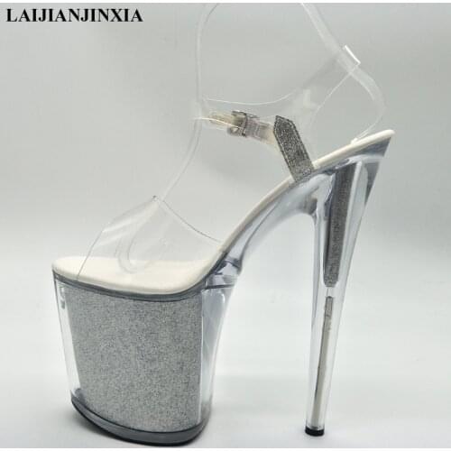 LAIJIANJINXIA Platform Crysta Women Shoes Sandals Summer 2018 Catwalk Shows Girl Steel Tube Dancing Shoes 20cm Super High Shoes