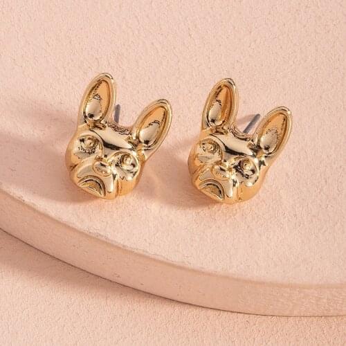 Exaggerated Retro Animal Dog Earrings For Women Fashion Gold Metal Stud Earrings Jewelry Punk Hip Hop Party Accessories