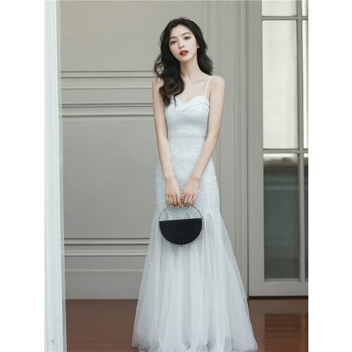 Partysix 2021 Sexy Deep V Neck Sequins Evening Party Dress Women Spaghetti Strap Bodycon Dress Sleeveless Women Maxi Dress