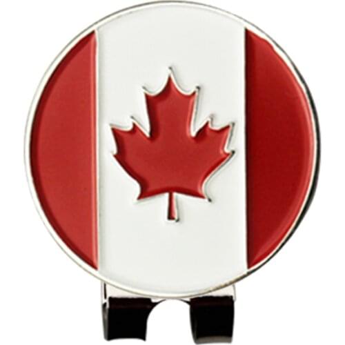 1pc golf ball marker canada national flag maple leaves mark with magnetic cap/hat clip Alloy material red for golfer gift New