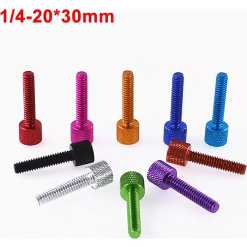 2PCS 1/4-20*30mm Aluminum Alloy Knurled Thumb Screws American Standard Adjust Screws Camera Gopro Accessories Multiple Color
