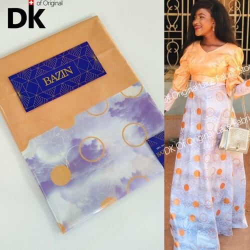 2021 Top Quality Guinea Senegal Basin Riche Original Sewing 5 Yards African Lace Fabric Nigerian Bazin Riche Original Material