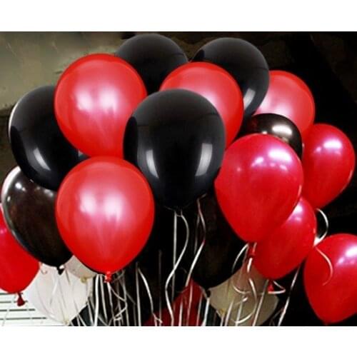 25 pcs Metallic Pearlescent (Red-Black) Mixed Balloon With Helium Flying party material