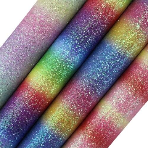 30x134cm Roll Elastic Rainbows Fine Glitter Fabric Shiny Glitter Leather Fabric For Bows Shoes Gift Box Decoration DIY AY308