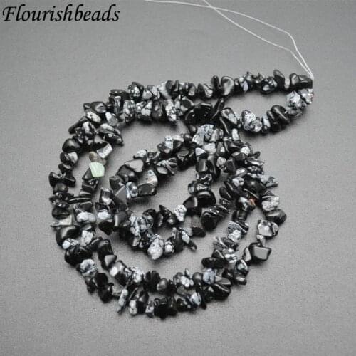 5~8mm Natural Black Flake Obsidian Irregular Shape Stone Chips Loose Beads 1 Strand