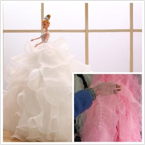 5Yards Pink Gathered Lace Trim Folds Pleated Organza Ribbon Fabric Clothing Cuffs Skirt Wedding Dress Barbie Lace Accessories