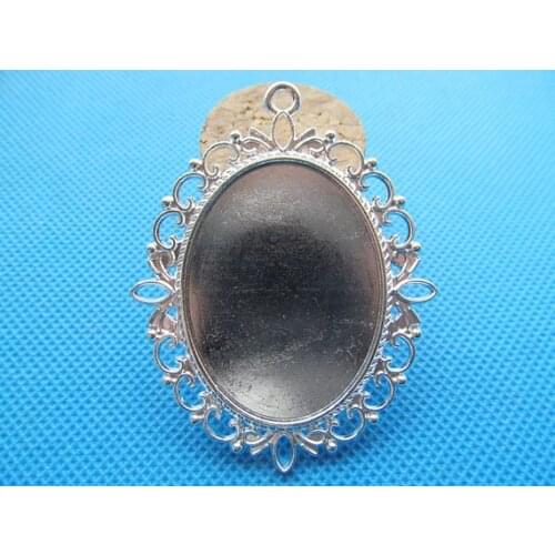 50pcs 3 colors Oval Base Setting Tray Bezel Pendant Charm/Finding,fit 30mmx40mm Cabochon/Cameo,Double Same Side