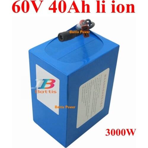 60v lithium electric motor battery 60v 40ah li-ion battery pack with BMS 60v 40ah 3000w e-bike electric bicycle + charger