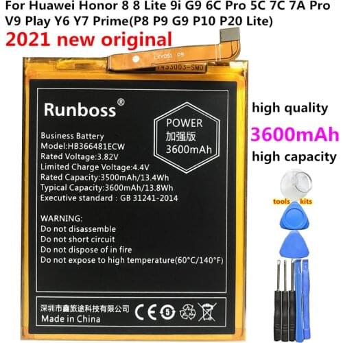 Real 3600mAh HB366481ECW Battery For Huawei Honor 5C NEM-L51 TL00H UL10 L22 Honor 8 FRD-L02 FRD-L04 Batteries+Tools