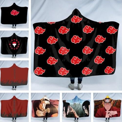 Anime Hokage Kakashi Sharingan Ninja Sasuke Cosplay Costumes Blanket Red Cloud Symbol Cloak Adult Kid Hooded Pajamas Bathrobe