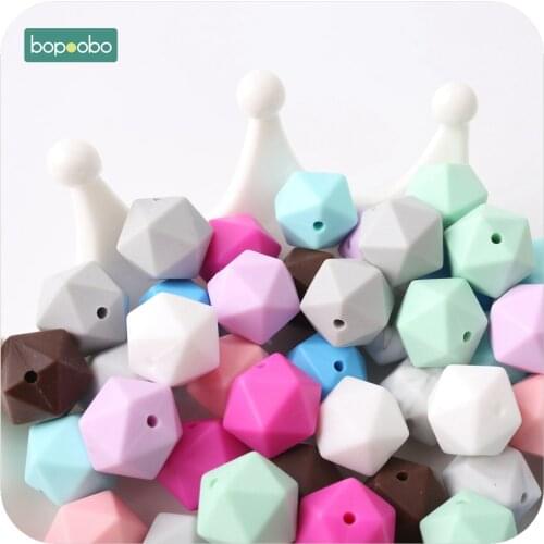 Bopoobo Baby New Silicone Hex Octagonal Beads 17mm 10pc Can Chew Pram Toy DIY Jewelry Nursing Accessories Baby Teether
